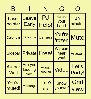 ZOOM Bingo Card