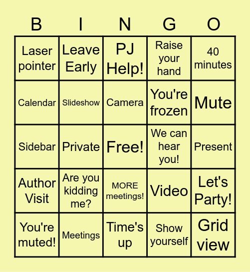 ZOOM Bingo Card