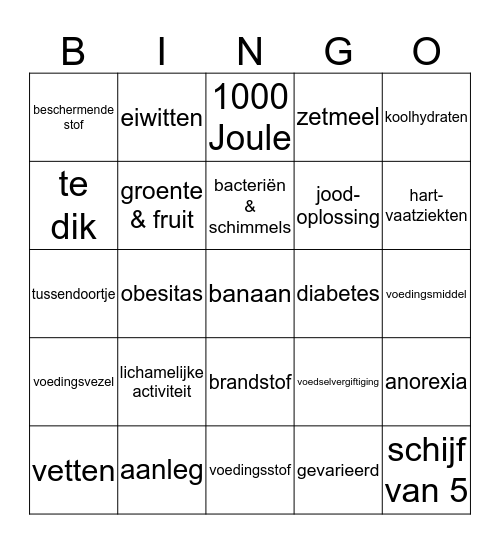 Gezonde Bingo Card