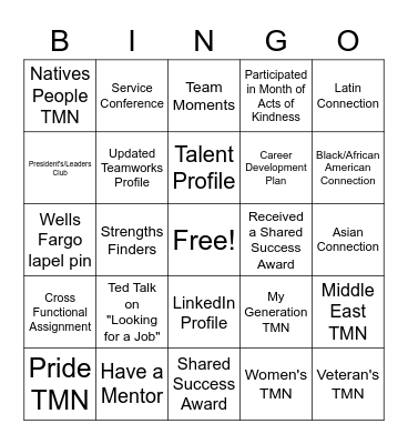 Diversity Bingo Card