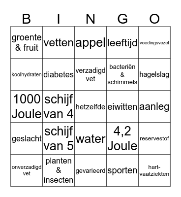 Gezonde Bingo Card