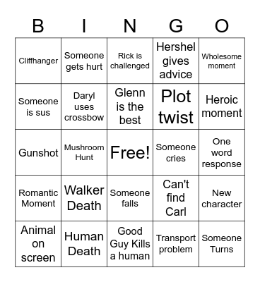 The Walking Dead Bingo Card