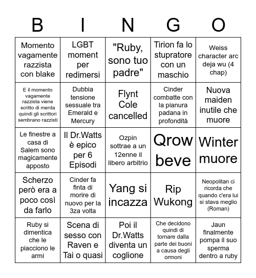 rwby season 7 Bingo Card