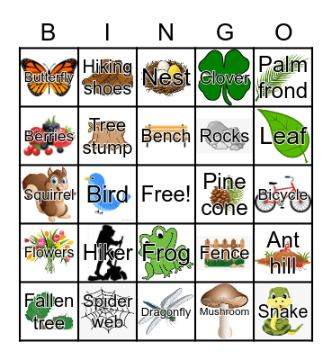 Hiking Bingo Card