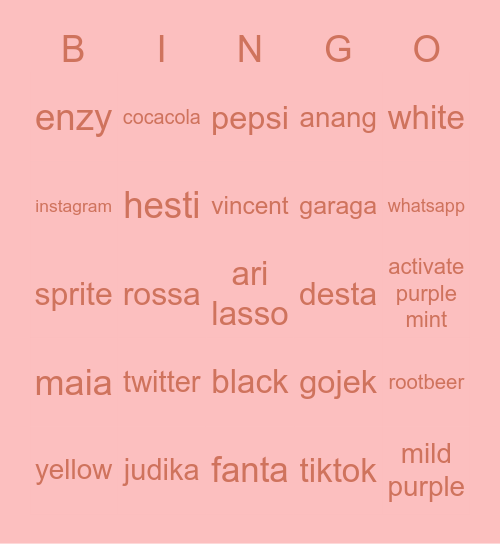 🌹 Bingo Card