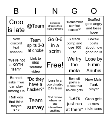 Throwing or Bad Bingo Card