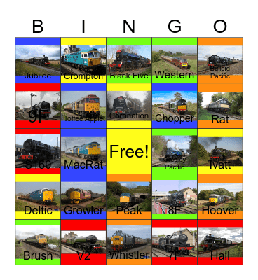 Nene Valley Railway Bingo Card