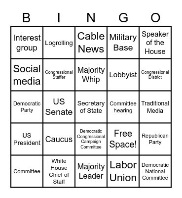 APUSG/HoC Bingo! Bingo Card