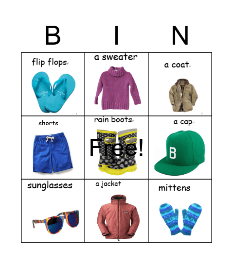 I am wearing... Bingo Card