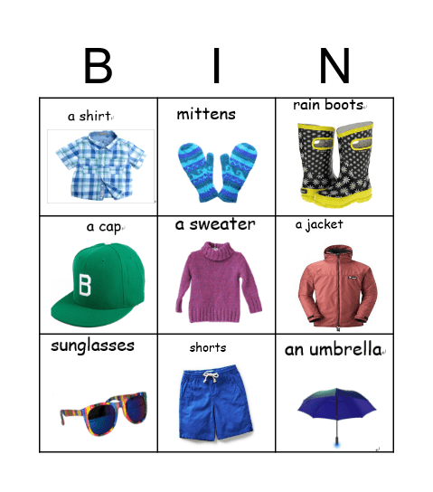 I am wearing... Bingo Card