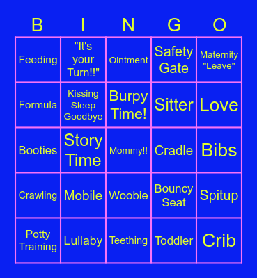 Aish's Shower Bingo Card