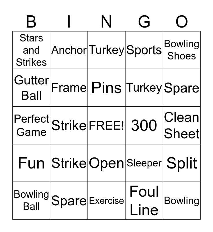 Bowling Bingo Card