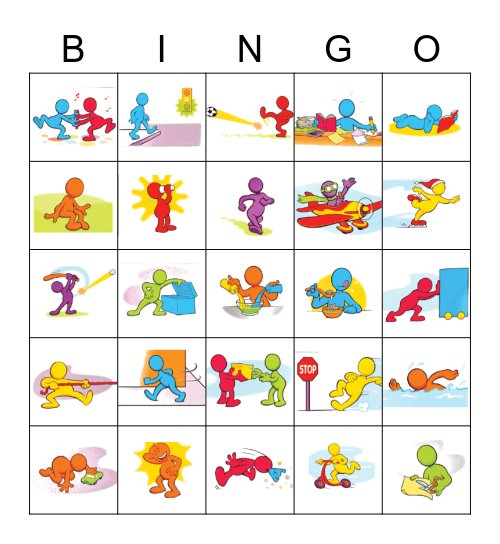 Verb Picture Bingo Card