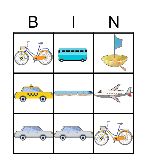 Vehicle Bingo Card