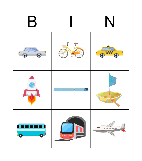 Vehicle Bingo Card