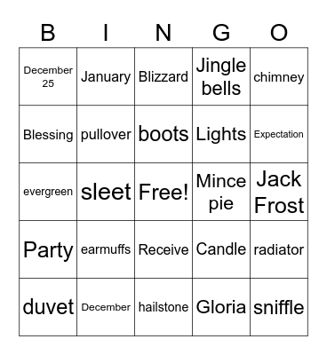 Winter Bingo Card