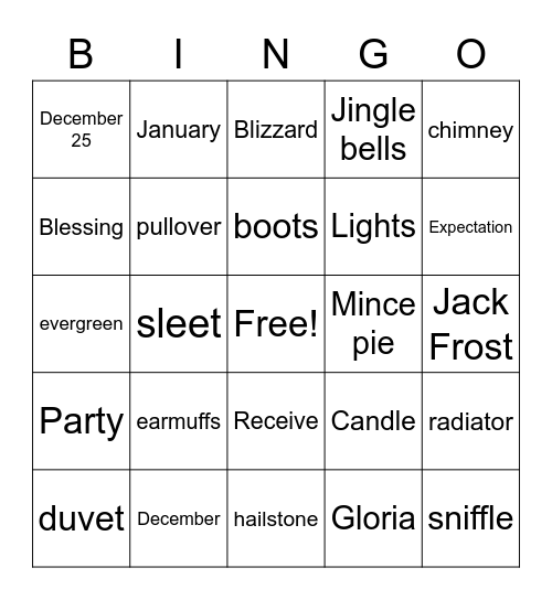 Winter Bingo Card