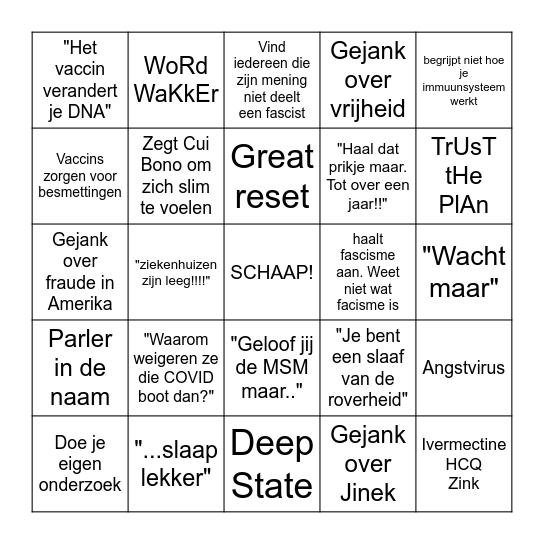 Wappie Bingo Card