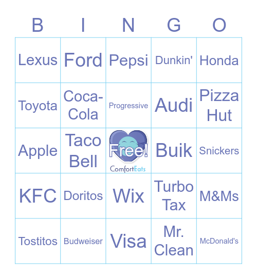 Football Commercial Bingo Card