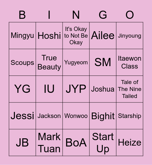 Nyanya Bingo Card