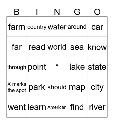 Map Bingo Card