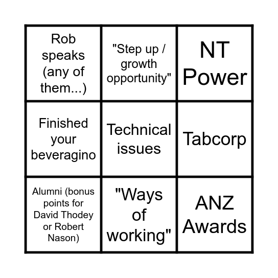 All Hands Bingo Card