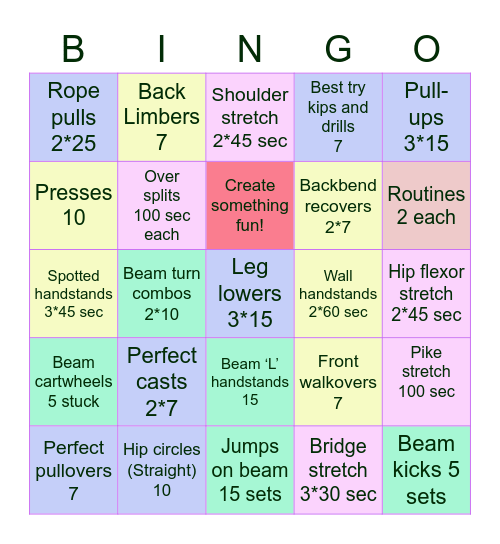 Mouse’s Practice Bingo Card