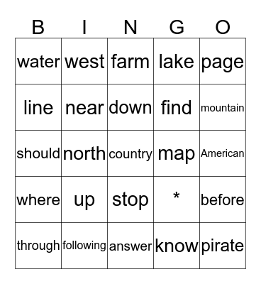 Map Bingo Card