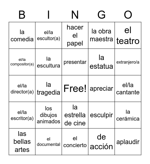 Las Bellas Artes Bingo Card