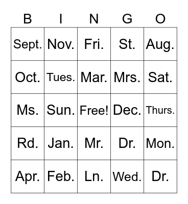 Untitled Bingo Card