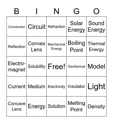 PS Vocabulary Bingo Card