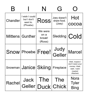 Friends and Winter Bingo Card