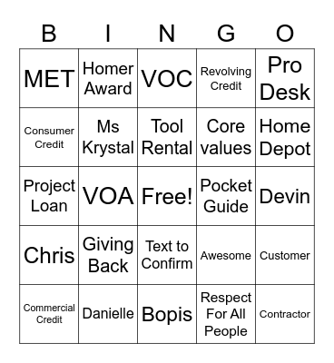 store 3011 Bingo Card