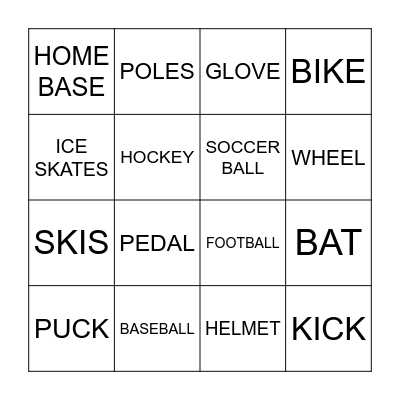 SPORTS WORDS Bingo Card