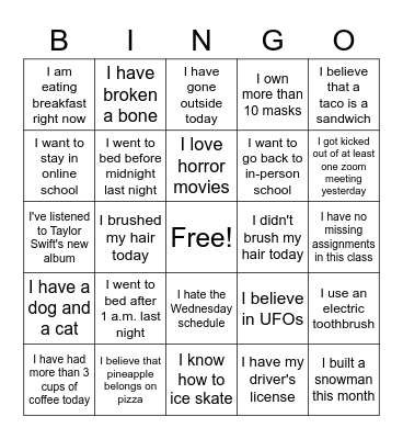 Blursday Bingo Card