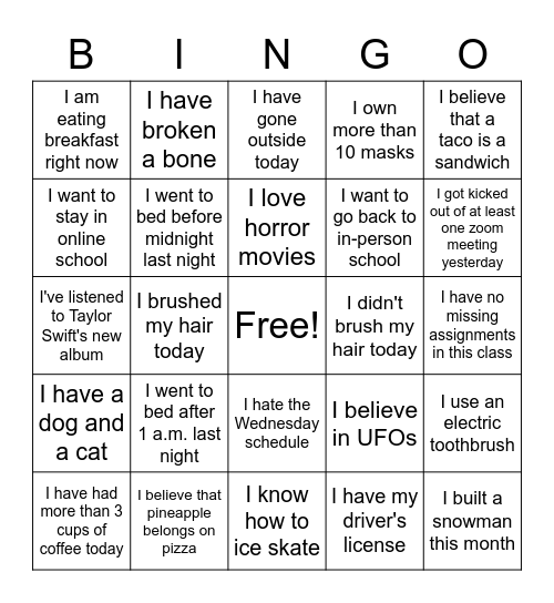 Blursday Bingo Card