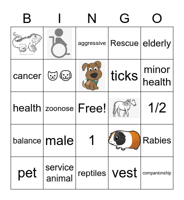 Companion Animals Bingo Card