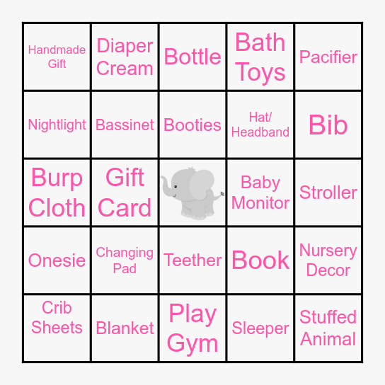 BABY SHOWER BINGO Card