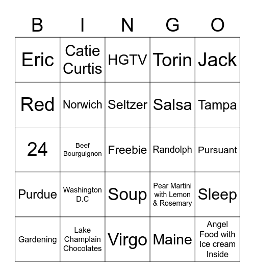 MM Bingo Card