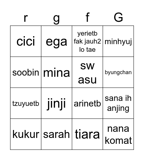bingo lingsat Bingo Card