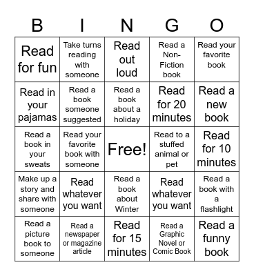 WINTER READING Bingo Card