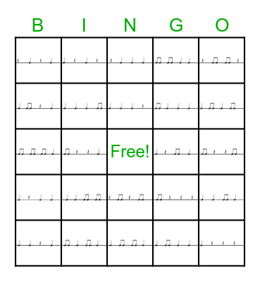 Rhythm Bingo Card