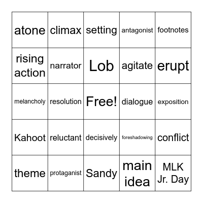 Week 14 Bingo Card