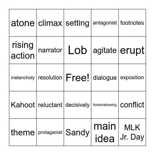 Week 14 Bingo Card