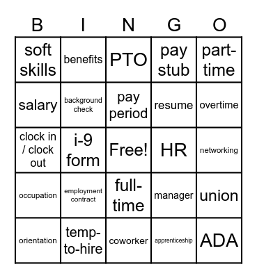 Work Lingo Bingo Card