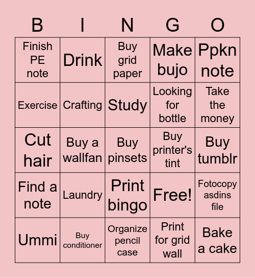 Today! Bingo Card