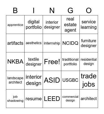 1.01 Interior Design Bingo Card