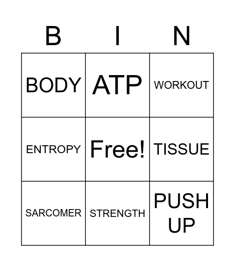 MUSCULAR STRENGTH/ENDURANCE Bingo Card