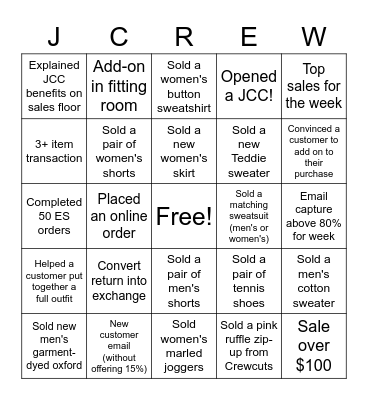 STORE BINGO Card