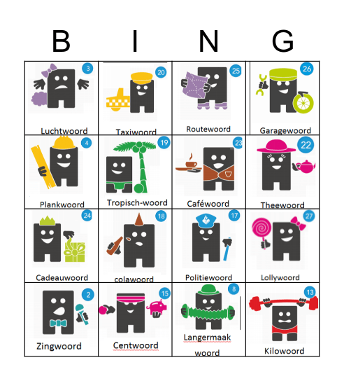 Spellingcategorieën Bingo Card